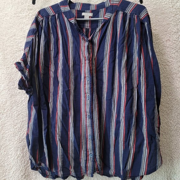 Bohemian Button Down  Red, White, Blue, Grey - 2x - Picture 1 of 2
